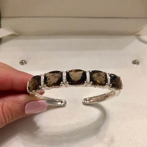 Large Stone silver Cuff Bracelet